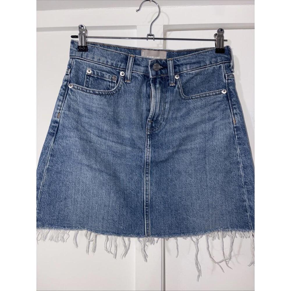 Everlane Denim Skirt Sz 25 Raw Hem Excellent‎